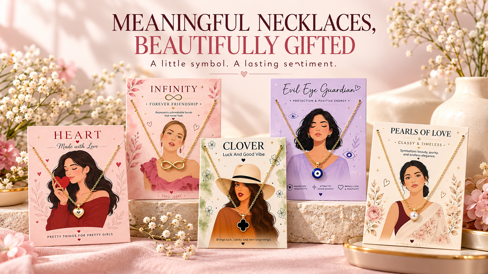 meaningful necklaces gift display