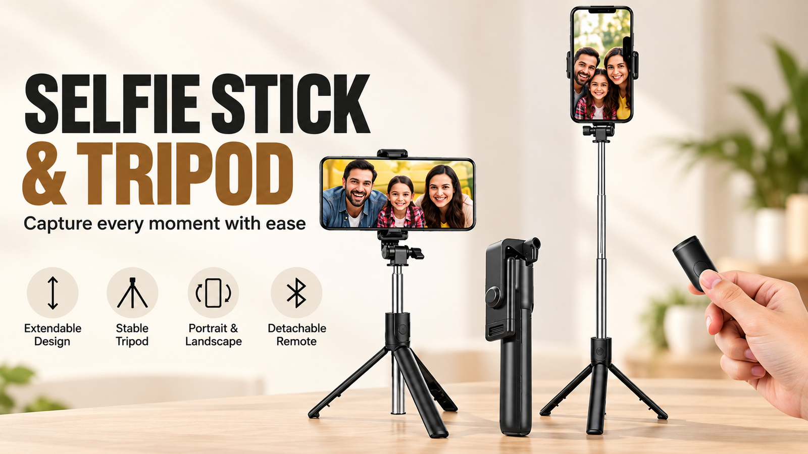 selfie stick and tripod essentials